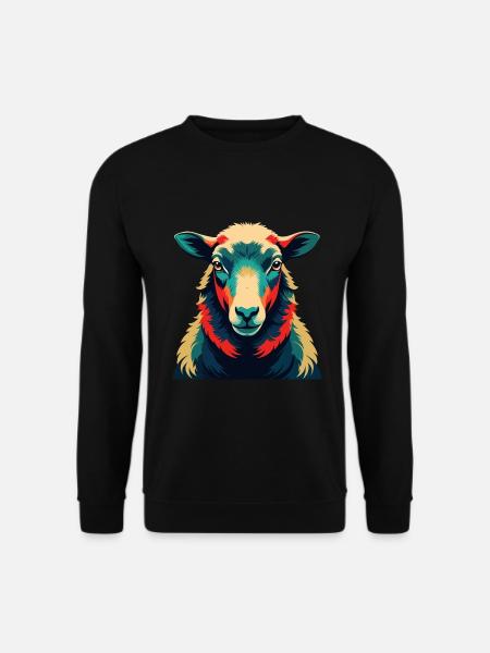 Schaf Cartoon Figur Buntes Haustier Tier - Unisex Pullover - Schwarz