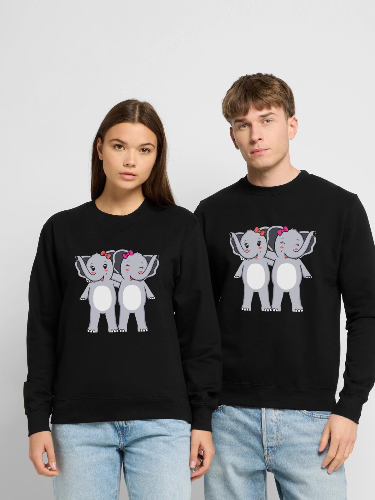 Elephanten Elefanten - Unisex Pullover - Schwarz - Vorne - Alina (178cm) & Michal (187cm)