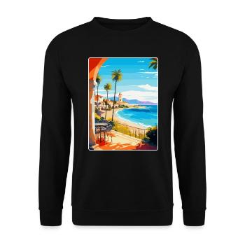 Costa Del Sol Spanien Vintage Reiseplakat Souvenir - Unisex Pullover - Schwarz - Vorne - Alina (178cm) & Michal (187cm)