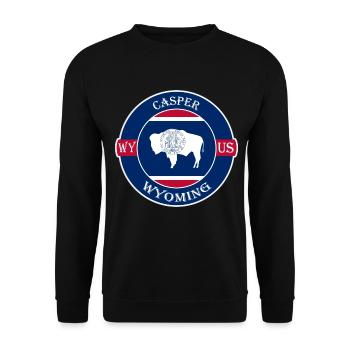 Casper Wyoming Flagge USA Reise Souvenir Abzeichen - Unisex Pullover - Schwarz - Vorne - Alina (178cm) & Michal (187cm)