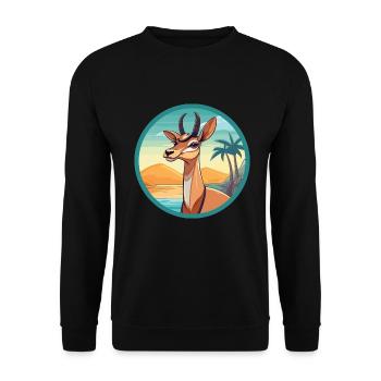 Impala Aquarell Karikatur Kawaii Clipart Tier - Unisex Pullover - Schwarz - Vorne - Alina (178cm) & Michal (187cm)