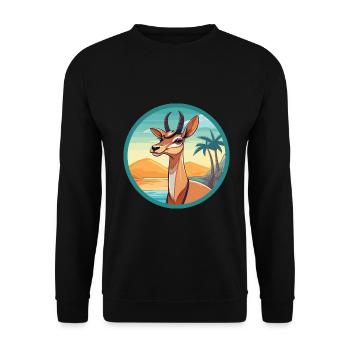 Impala Aquarell Karikatur Kawaii Clipart Tier - Unisex Pullover - Schwarz - Vorne - Alina (178cm) & Michal (187cm)