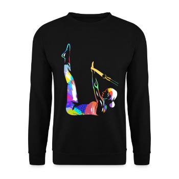 Geschmeidige Pilates Rumpfkraft - Unisex Pullover - Schwarz - Vorne - Alina (178cm) & Michal (187cm)