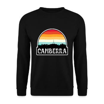 Canberra Australien Flagge Skyline Reise-Souvenir - Unisex Pullover - Schwarz - Vorne - Alina (178cm) & Michal (187cm)