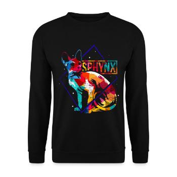 Verschmuste Sphynx Katzenzucht - Unisex Pullover - Schwarz - Vorne - Alina (178cm) & Michal (187cm)