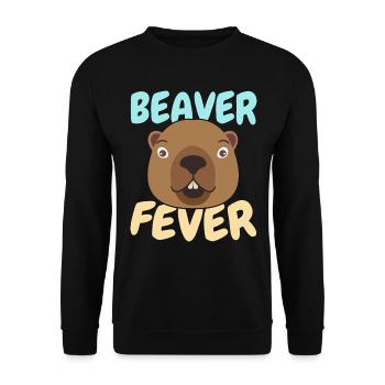 Biber Fieber Wildtier Kanada Damm Nagetier - Unisex Pullover - Schwarz - Vorne - Alina (178cm) & Michal (187cm)