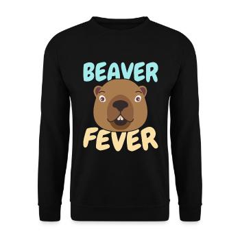 Biber Fieber Wildtier Kanada Damm Nagetier - Unisex Pullover - Schwarz - Vorne - Alina (178cm) & Michal (187cm)