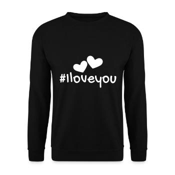 Ich liebe dich Herzchen - Unisex Pullover - Schwarz - Vorne - Alina (178cm) & Michal (187cm)