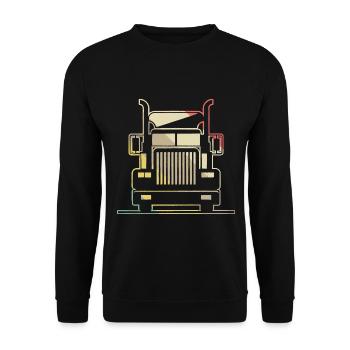 Brummi LKW Truck Diesel Laster Lastwagen - Unisex Pullover - Schwarz - Vorne - Alina (178cm) & Michal (187cm)
