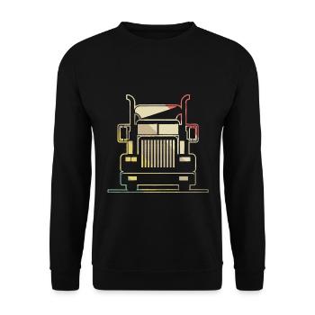 Brummi LKW Truck Diesel Laster Lastwagen - Unisex Pullover - Schwarz - Vorne - Alina (178cm) & Michal (187cm)