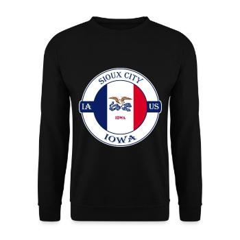 Sioux City Iowa Flagge USA Reise Souvenir Abzeichen - Unisex Pullover - Schwarz - Vorne - Alina (178cm) & Michal (187cm)