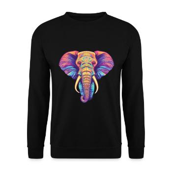 Elefant Bunte Aquarell-Tierillustration - Unisex Pullover - Schwarz - Vorne - Alina (178cm) & Michal (187cm)