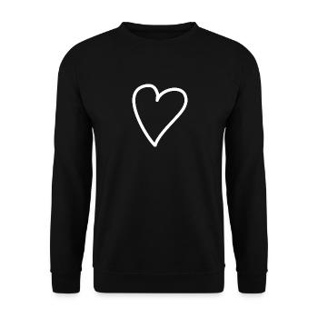 Herz  - Unisex Pullover - Schwarz - Vorne - Alina (178cm) & Michal (187cm)