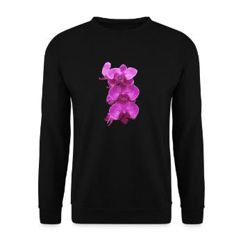Purpurne Orchideenblüten Kollektion - Unisex Pullover - Schwarz - Vorne - Alina (178cm) & Michal (187cm)