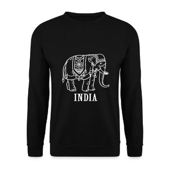 Farbenprächtiger Taj Mahal Elefant - Unisex Pullover - Schwarz - Vorne - Alina (178cm) & Michal (187cm)