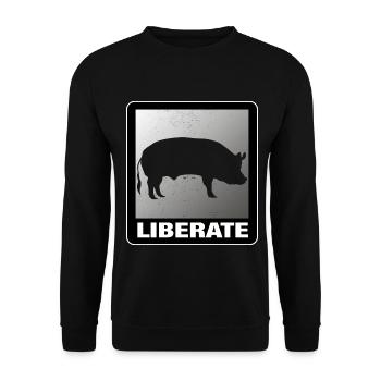 Liberate Vegan Animal Liberation Schwein - Unisex Pullover - Schwarz - Vorne - Alina (178cm) & Michal (187cm)