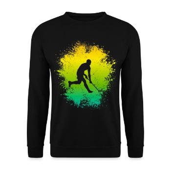 Floorball Spieler Unihockey Floorballspieler - Unisex Pullover - Schwarz - Vorne - Alina (178cm) & Michal (187cm)