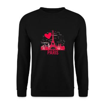 Ich mag das minimalistische Paris - Unisex Pullover - Schwarz - Vorne - Alina (178cm) & Michal (187cm)