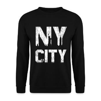 NY City New York - Unisex Pullover - Schwarz - Vorne - Alina (178cm) & Michal (187cm)