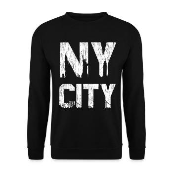 NY City New York - Unisex Pullover - Schwarz - Vorne - Alina (178cm) & Michal (187cm)