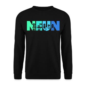 9. Geburtstag Robotik Technik 9 Jahre Roboter - Unisex Pullover - Schwarz - Vorne - Alina (178cm) & Michal (187cm)