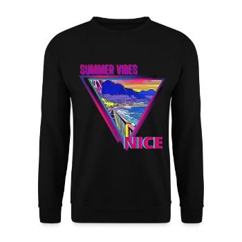 Sommerstimmung Nizza - Unisex Pullover - Schwarz - Vorne - Alina (178cm) & Michal (187cm)