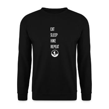 Eat Sleep Hike Repeat - Hiker's Routine - Unisex Pullover - Schwarz - Vorne - Alina (178cm) & Michal (187cm)