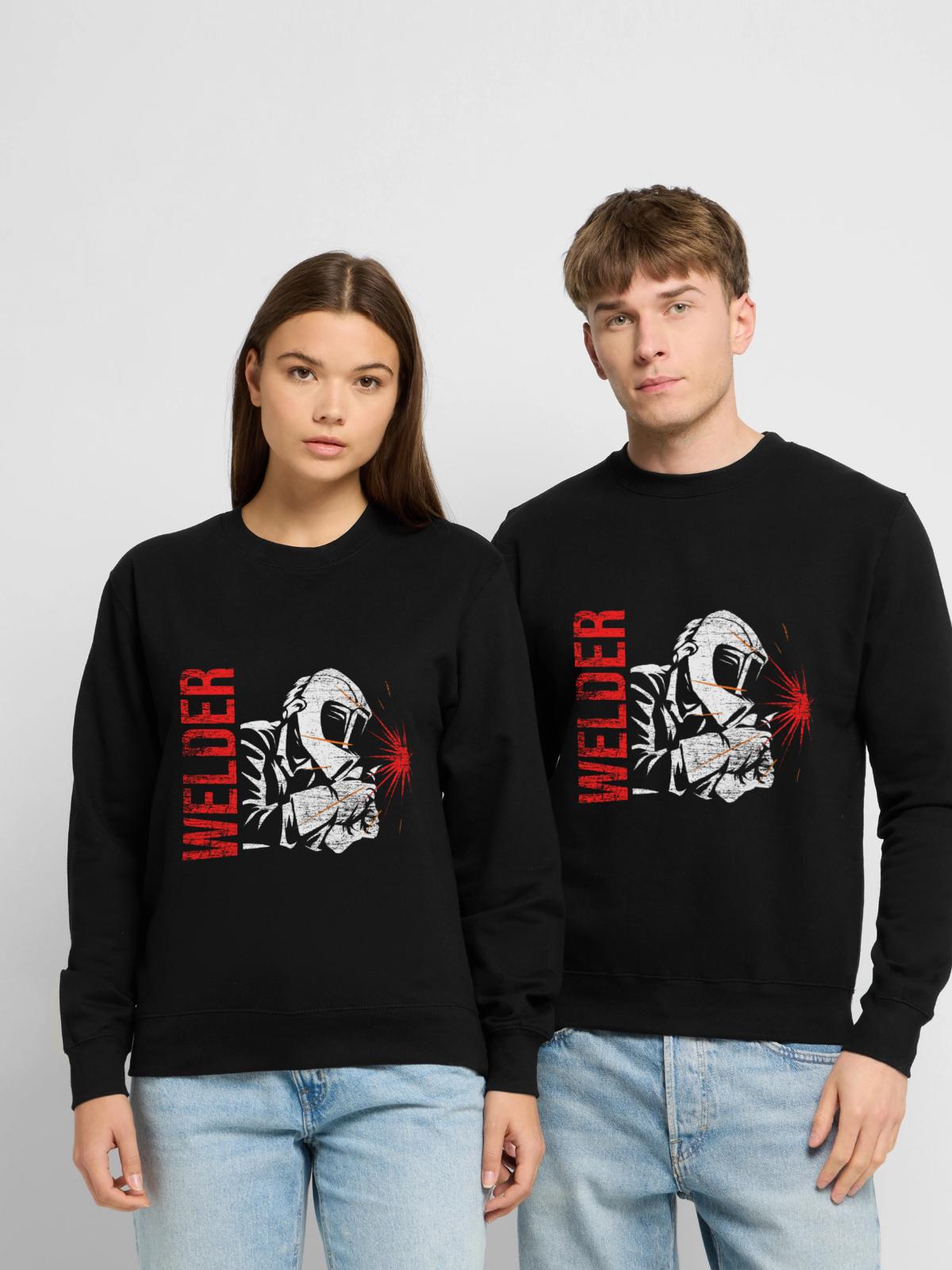 Beruf Schweißer Schweißen - Unisex Pullover - Schwarz - Vorne - Alina (178cm) & Michal (187cm)