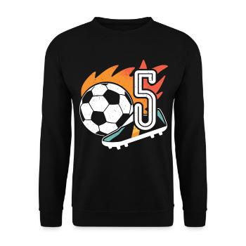 5. Geburtstag Fußballer Junge 5 Jahre Fußball - Unisex Pullover - Schwarz - Vorne - Alina (178cm) & Michal (187cm)
