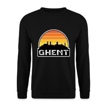 Gent Belgien Flagge Skyline Reisesouvenir - Unisex Pullover - Schwarz - Vorne - Alina (178cm) & Michal (187cm)