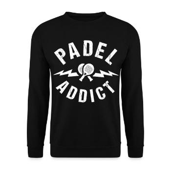 Padel Addict Padelspieler Padeltennis - Unisex Pullover - Schwarz - Vorne - Alina (178cm) & Michal (187cm)