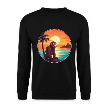 Affe buntes Aquarell Cartoon Kawaii Tier - Unisex Pullover - Schwarz - Vorne - Alina (178cm) & Michal (187cm)
