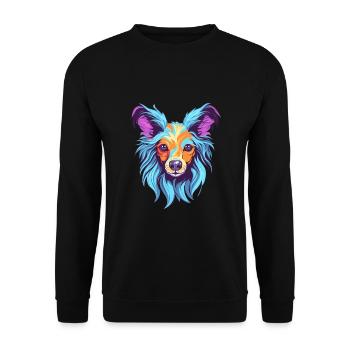 Chinesische Schopfhunderasse Aquarell-Karikatur Kawai - Unisex Pullover - Schwarz - Vorne - Alina (178cm) & Michal (187cm)