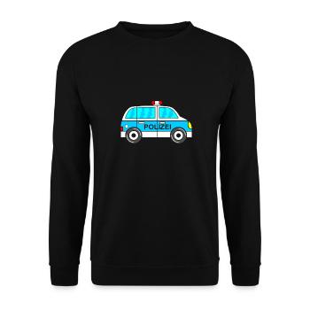 Polizeiauto Kinder Jungen Polizei - Unisex Pullover - Schwarz - Vorne - Alina (178cm) & Michal (187cm)