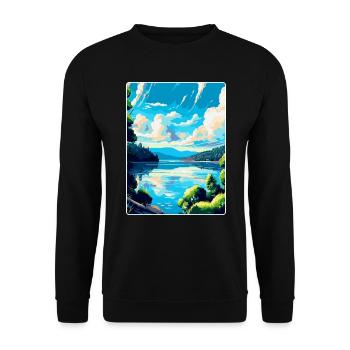 Donau Europa Vintage Reiseplakat Souvenir - Unisex Pullover - Schwarz - Vorne - Alina (178cm) & Michal (187cm)