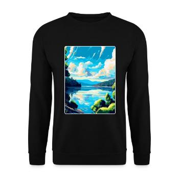 Donau Europa Vintage Reiseplakat Souvenir - Unisex Pullover - Schwarz - Vorne - Alina (178cm) & Michal (187cm)
