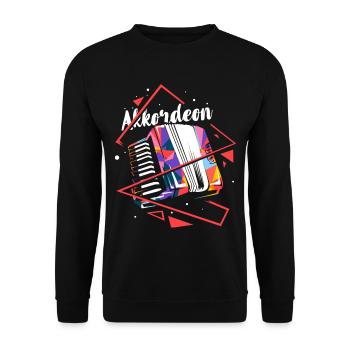 Schwungvoller Akkordeon Musikant - Unisex Pullover - Schwarz - Vorne - Alina (178cm) & Michal (187cm)
