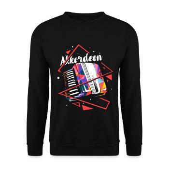 Schwungvoller Akkordeon Musikant - Unisex Pullover - Schwarz - Vorne - Alina (178cm) & Michal (187cm)
