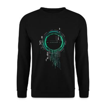 cpu pc platine raumschiff code nerd pc pixel coder - Unisex Pullover - Schwarz - Vorne - Alina (178cm) & Michal (187cm)