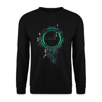 cpu pc platine raumschiff code nerd pc pixel coder - Unisex Pullover - Schwarz - Vorne - Alina (178cm) & Michal (187cm)