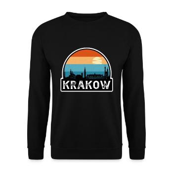 Krakau Polen Flagge Skyline Reisesouvenir - Unisex Pullover - Schwarz - Vorne - Alina (178cm) & Michal (187cm)