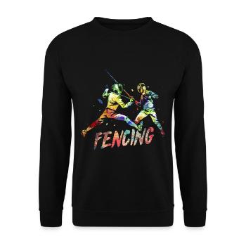 Ehrgeizige Degenfechterin Vereinsduell - Unisex Pullover - Schwarz - Vorne - Alina (178cm) & Michal (187cm)
