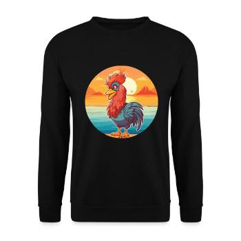 Hahn Lustige Karikatur Kawaii Strand Illustration - Unisex Pullover - Schwarz - Vorne - Alina (178cm) & Michal (187cm)