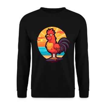 Hahn Lustige Karikatur Kawaii Strand Illustration - Unisex Pullover - Schwarz - Vorne - Alina (178cm) & Michal (187cm)