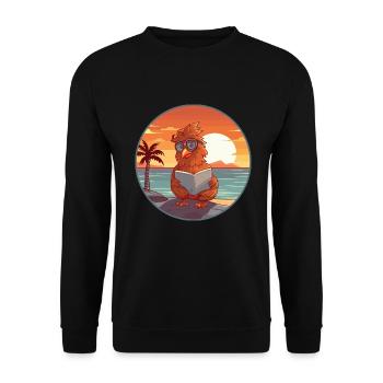Hahn Niedlich Lustige Karikatur Kawaii Buch Strand - Unisex Pullover - Schwarz - Vorne - Alina (178cm) & Michal (187cm)