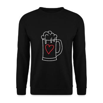 Bier Liebe Herz - Unisex Pullover - Schwarz - Vorne - Alina (178cm) & Michal (187cm)