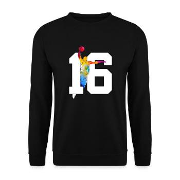 NUMBER 16 BASKETBALL 16TH BIRTHDAY - Unisex Sweatshirt - black - Front - Alina (178cm) & Michal (187cm)