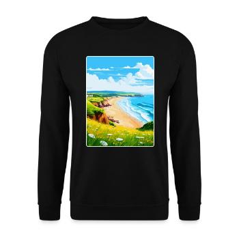 St Brelades Bay Jersey Reiseposter Souvenir WPA - Unisex Pullover - Schwarz - Vorne - Alina (178cm) & Michal (187cm)