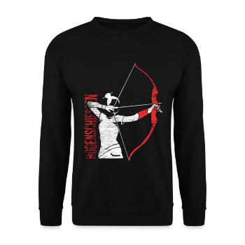 Zielsicherer Bogenschütze Parcours - Unisex Pullover - Schwarz - Vorne - Alina (178cm) & Michal (187cm)