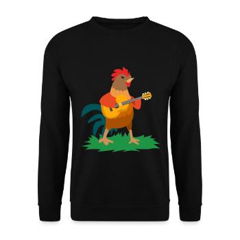 Rockiges Federvieh Gitarrensolo - Unisex Pullover - Schwarz - Vorne - Alina (178cm) & Michal (187cm)